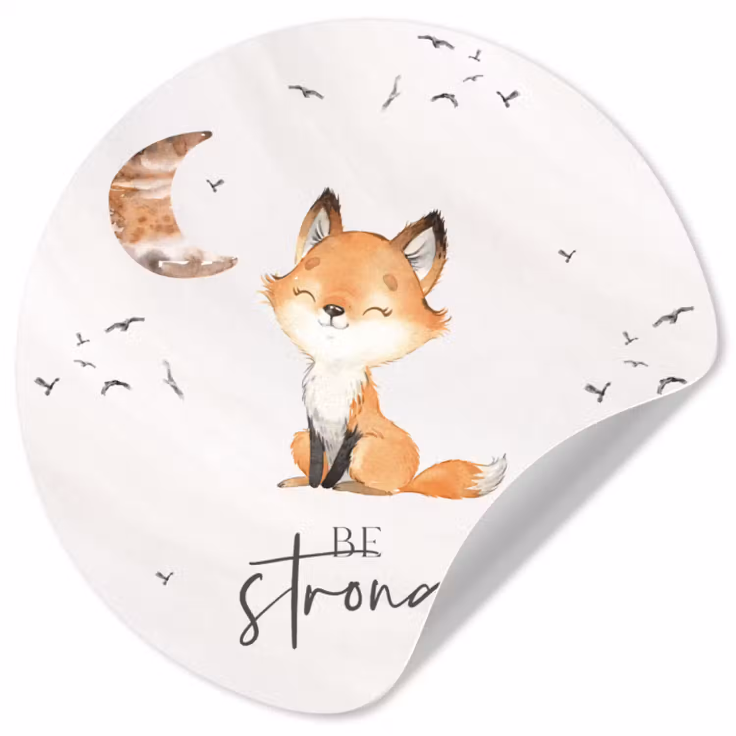 Behangcirkel - Quotes - Waterverf - Be strong - Kinderen - Vos - Dieren