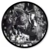Springen - Paard - Zwart - Wit Fotolijst rond zonder passe partout klein -3d