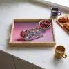 Hotdog - Steentjes - Glitters - Paars Dienblad Rechthoek middel -sfeer2