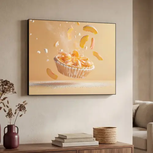 Peach - Eten - Taart - Oranje Textielframe zwart klein -sfeer3