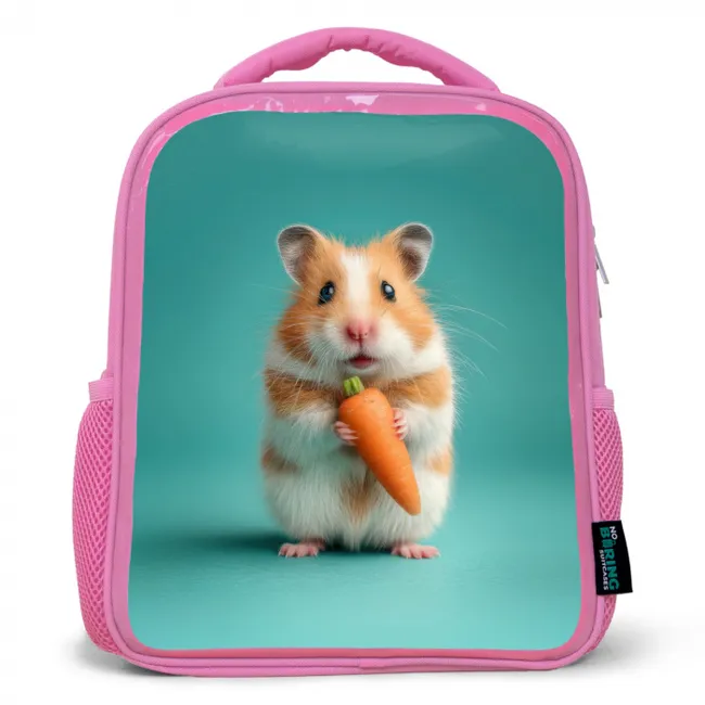 Wortelgeluk in hamstervorm Kinderrugzak - Roze middel -3d