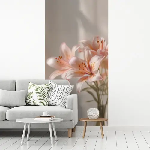 Lelies - Meeldraden - Roze - Wazig fotobehang vinyl groot -woonkamer