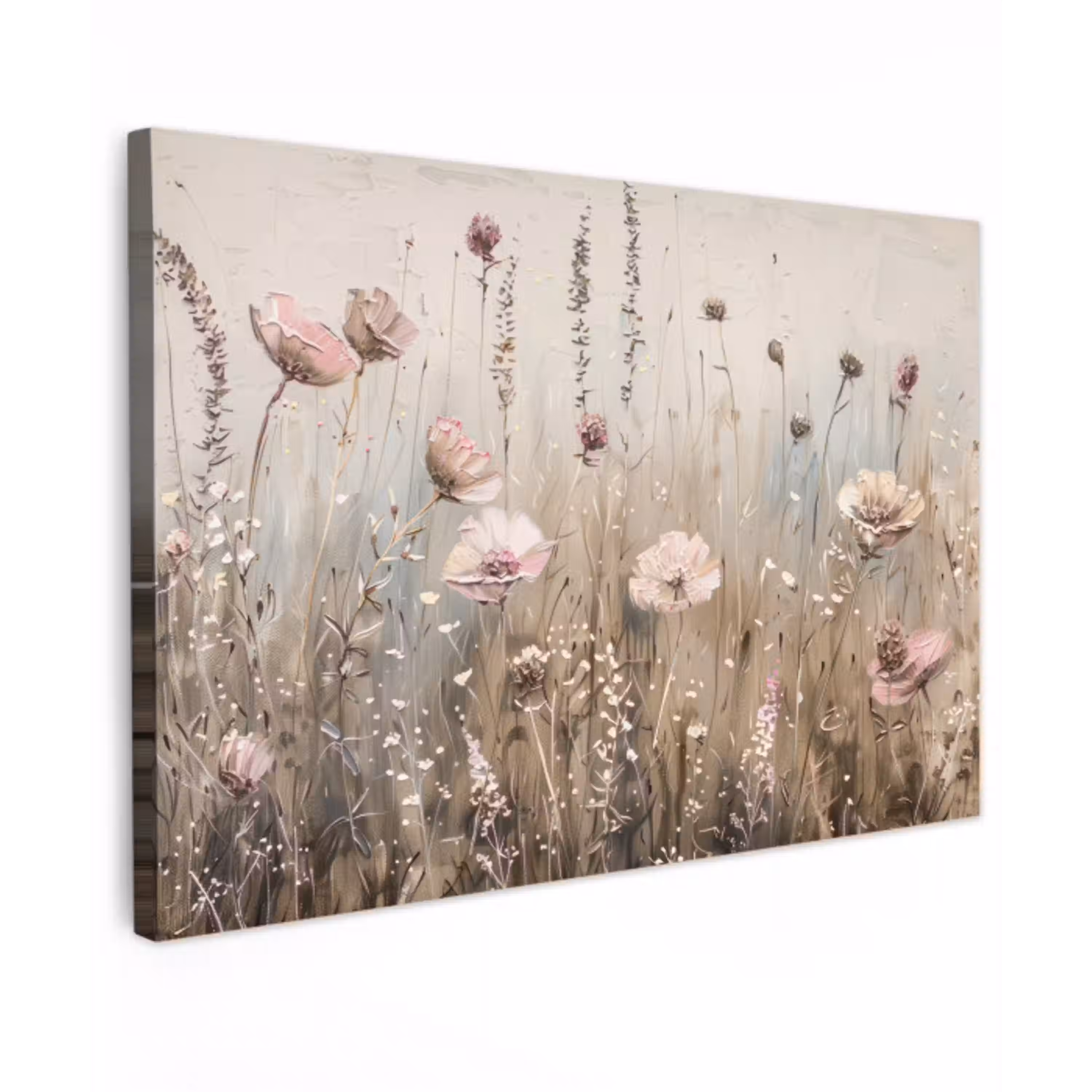 Bloemen - Roze - Modern - Beige canvas 2cm klein -z3d