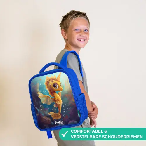 Oranje zeepaardje in het water Kinderrugzak - Blauw middel -sfeer3_NL