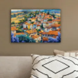Dorp - Heuvels - Landschap - Bomen canvas 2cm klein -sfeer3