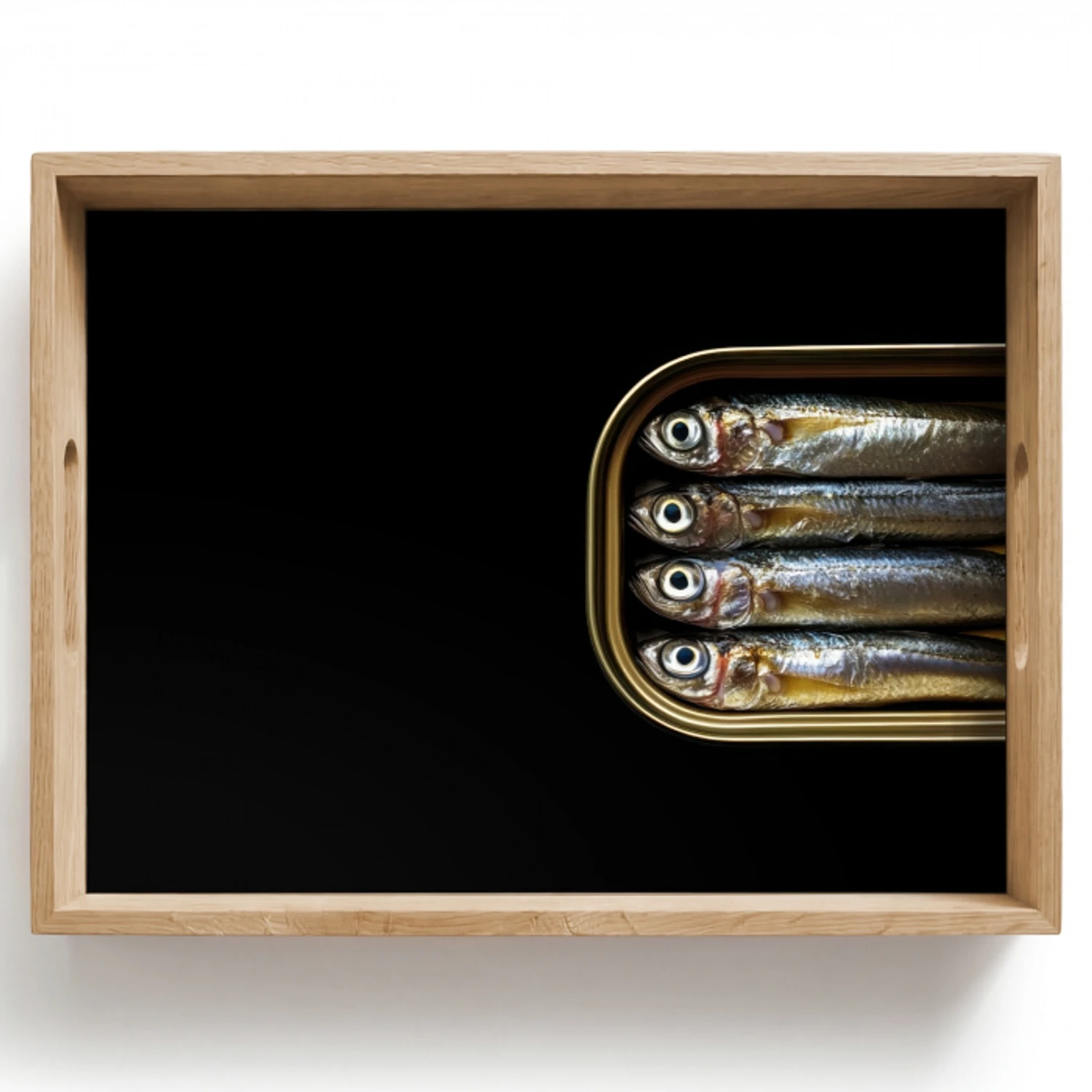 Sardines - Blik - Zwart - Vissen Dienblad Rechthoek middel -z3d_shopping