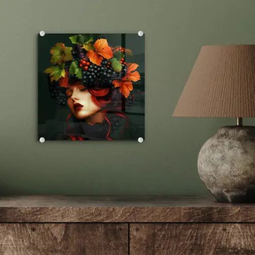 Vrouw - Rood - Groen - Druiven plexiglas 5mm klein -sfeer3