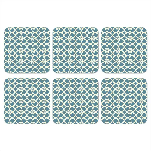 Patroon - Symmetrisch - Blauw onderzetter kurk middel 366 -3d