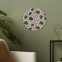 Motief - Bloemen - Zwart - Beige Akoestische PET Vilt - Rond klein 838 -sfeer2