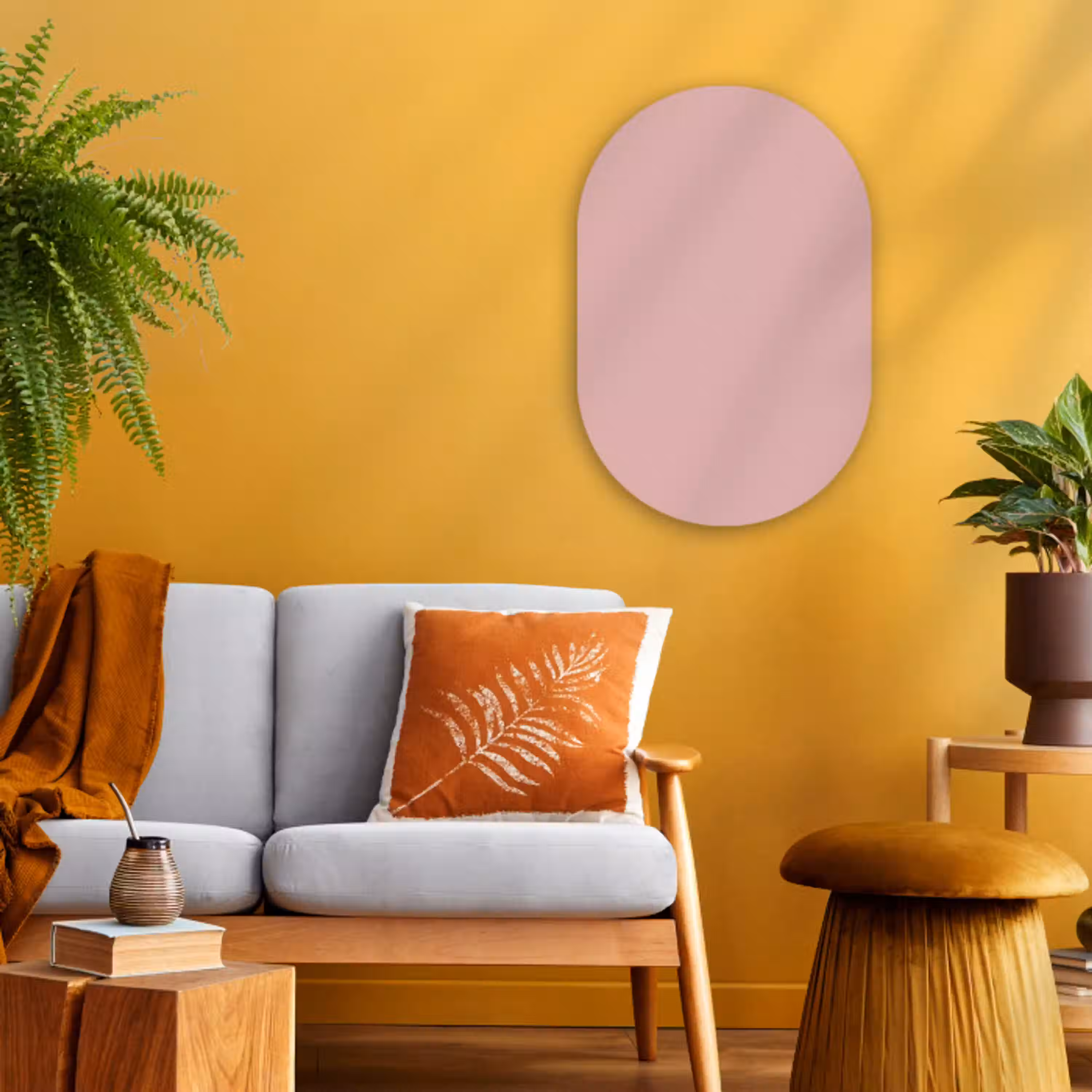 Soft - Blush - Roze Wandcirkel Ovaal Forex klein 630 -sfeer4