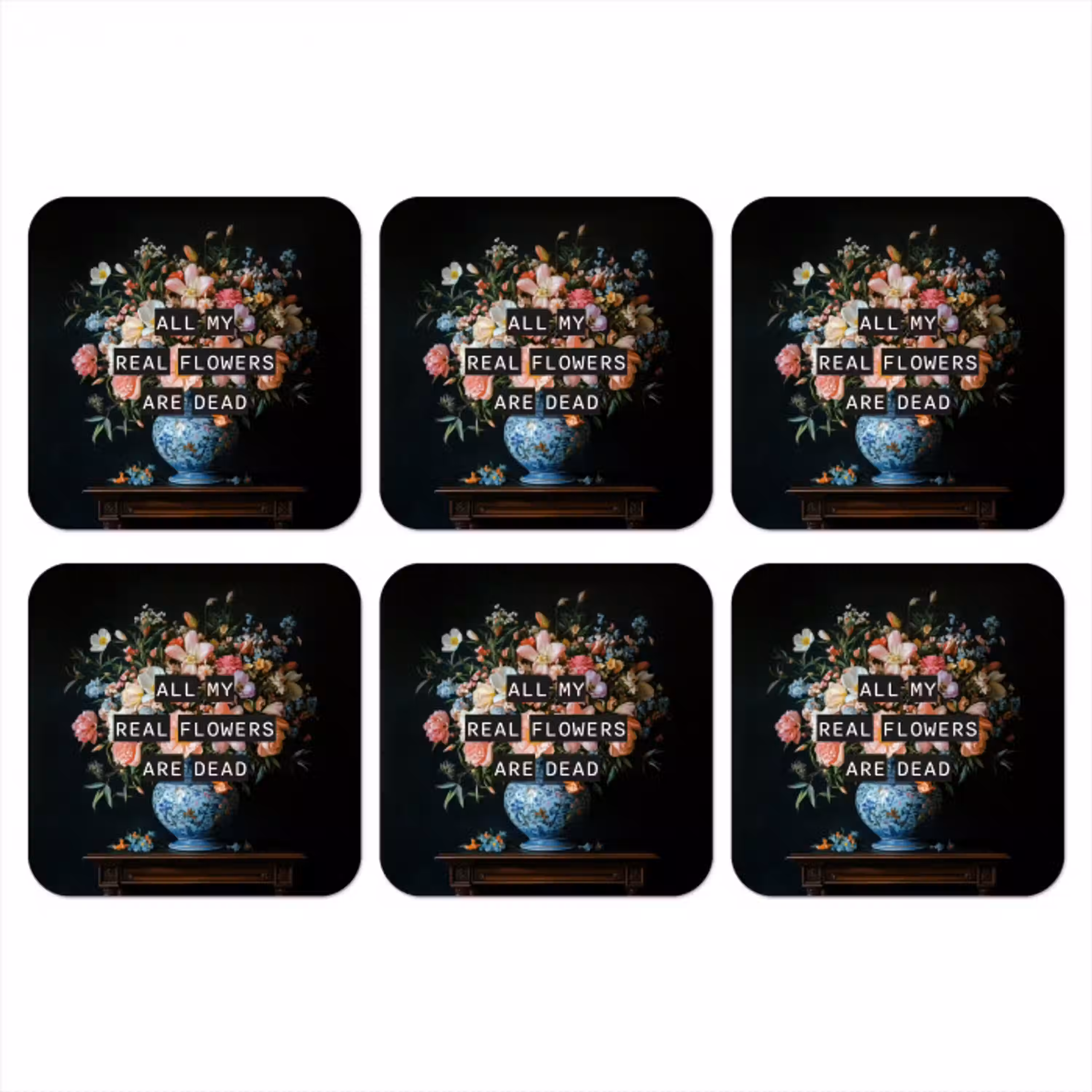 Bloemen - Art - Pastel - Quotes onderzetter kurk middel -3d