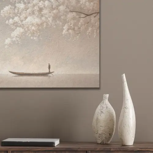 Bloesems - Wit - Boot - Minimalistisch PET vilt klein -sfeer6_closeup