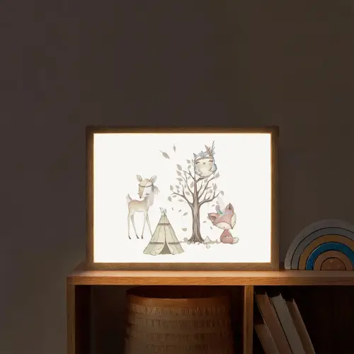 Wilde dieren - Bos - Illustratie Light Box met batterij (Wandlamp kind) middel -sfeer1_kind