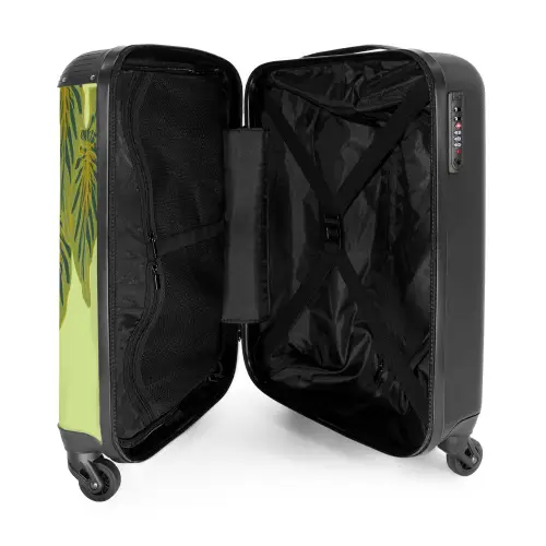 Summer memories - Tropische bladeren op Groene achtergrond NBS - Handbagage koffer - Kinderen Unisex middel -binnenkant