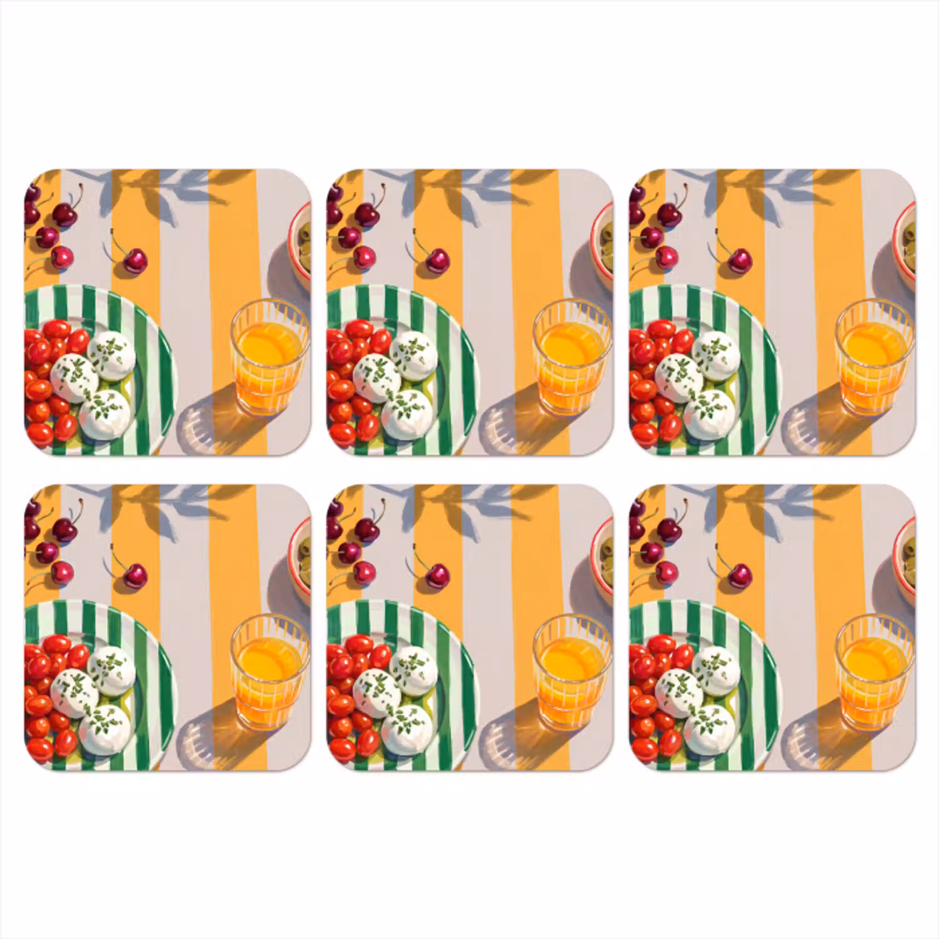 Eten - Zomer - Kleurrijk onderzetter kurk middel -3d