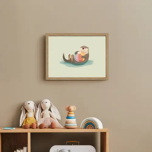 Otter - Strandbal - Kleurrijk Light Box met batterij (Wandlamp kind) middel -sfeer2_kind
