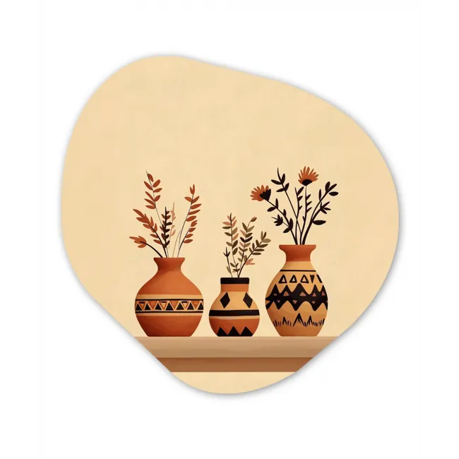 Vazen - Bloemen - Bladeren - Minimalistisch Wandcirkel Organisch Forex 3mm klein -3d