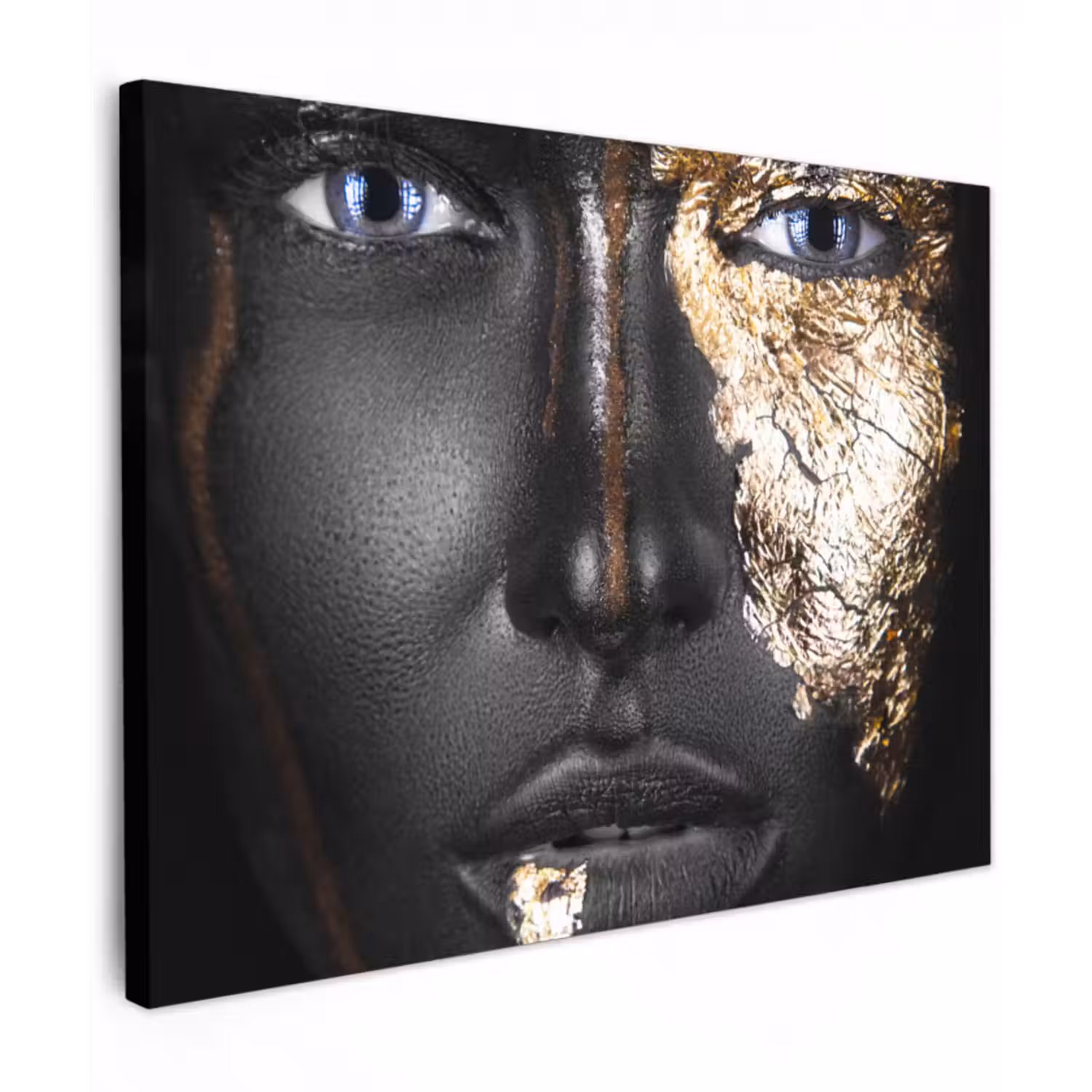 Leinwandbild - Frau - Blattgold - Schwarz - Gold - Luxus