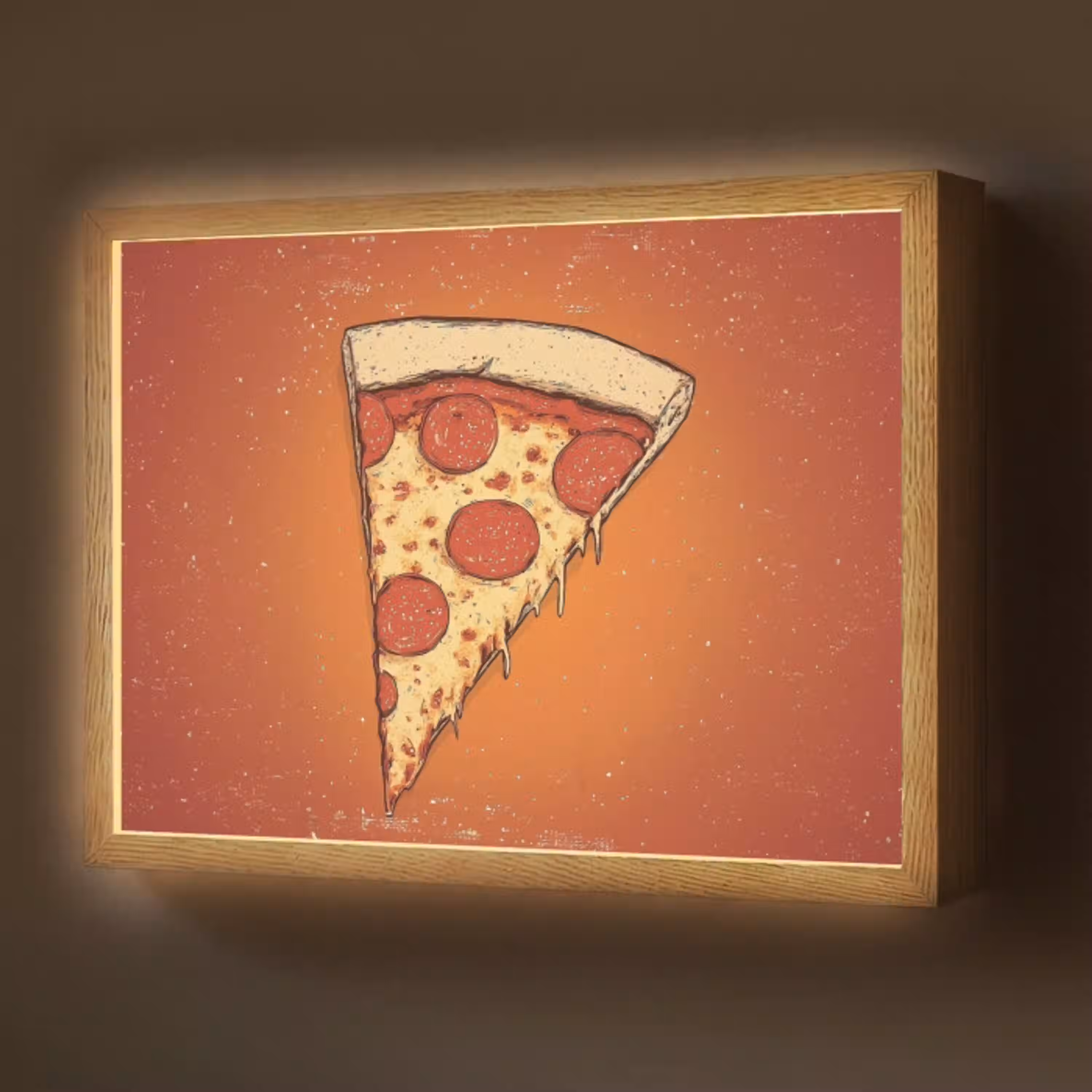 Pizza - Kaas - Rood - Pepperoni Light Box met batterij (Wandlamp) middel -z3d_website