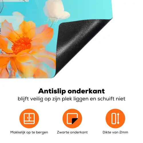Bloemen - Vrouw - Zonnebril - Blauw Inductie beschermer vinyl 3mm klein -zzzzzzz-td-onderkant