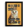 Geel - Uil - Vogel - Decoratie fotolijst zwart zonder passe partout klein -3d