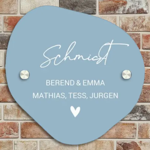 Effen - Lichtblauw - Sierlijk Naambord Organisch middel -sfeer10