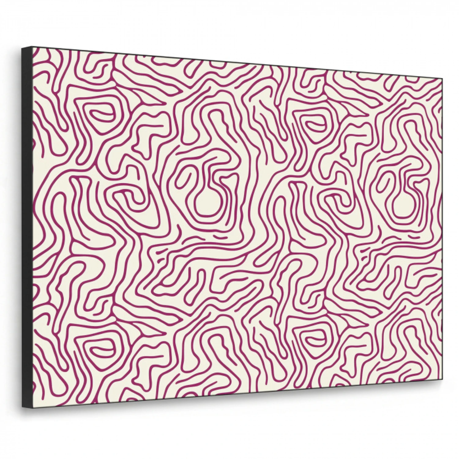 Kronkelende lijn - Magenta - Crème Textielframe zwart klein 947 -3d