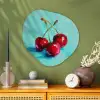 Kersen - Rood - Drie - Geverfd Wandcirkel Organisch Plexiglas middel -sfeer2