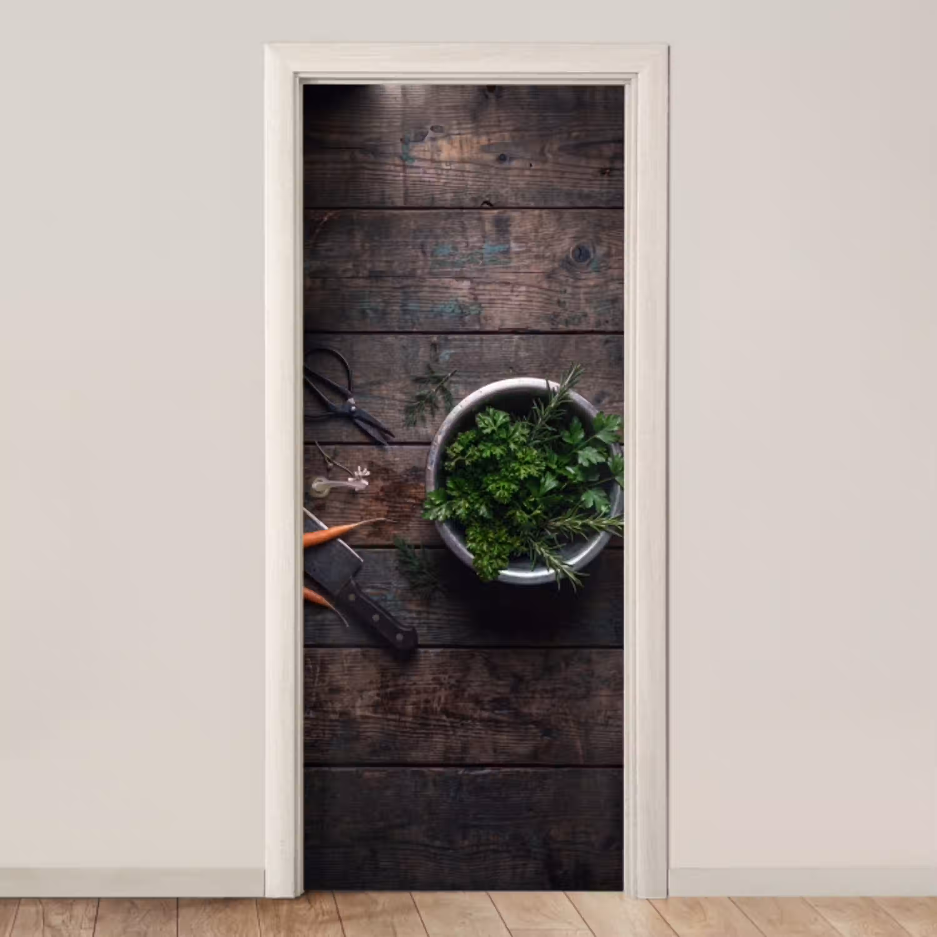 Groenten - Hout - Eten deurposter klein -3d_beige