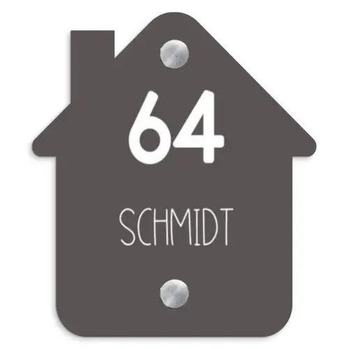 Grijs - Modern Naambord Huisje klein -3d