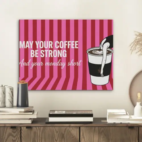 Roze - Strepen - Koffie - Maandag PET vilt klein -sfeer1