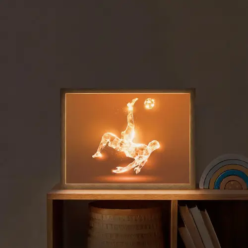 Voetballer - Oranje - Voetbal - Omhaal Light Box met batterij (Wandlamp kind) middel -sfeer1_kind