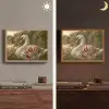 Zwaan - Bloemen - Natuur Light Box met batterij (Wandlamp) middel -sfeer3