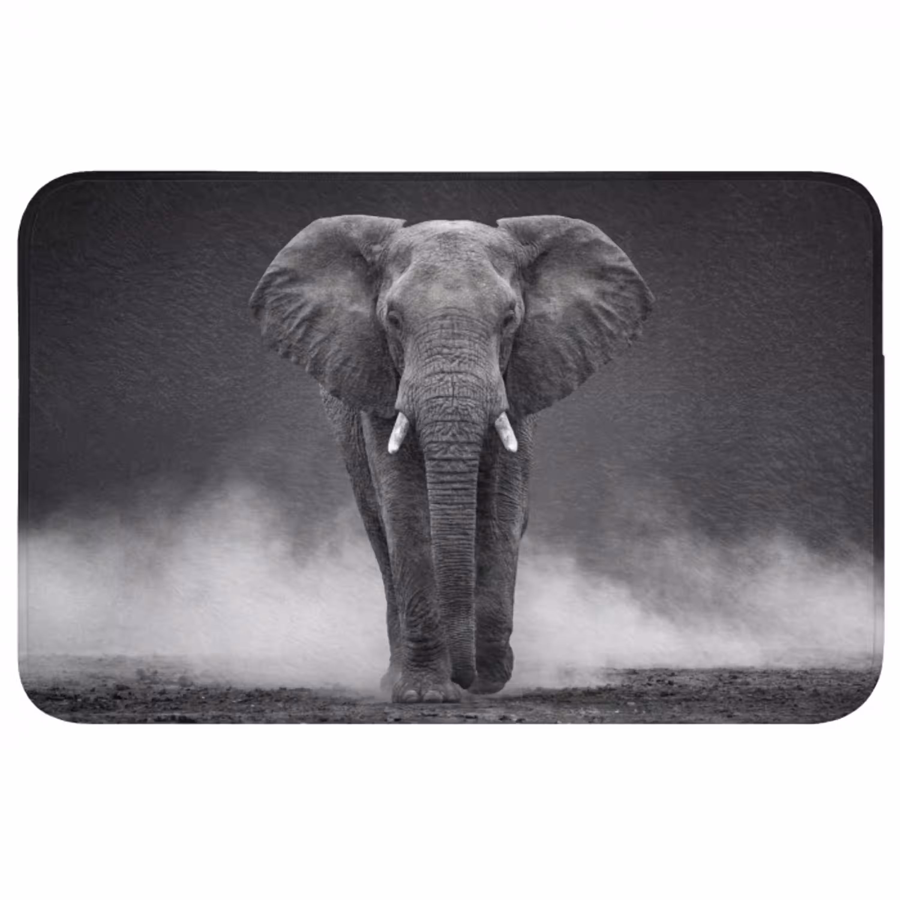 Olifant - Zwart - Wit - Rook Badmat middel -3d