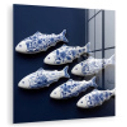 Vissen - Delfts - Blauw - Keramiek plexiglas 5mm klein -zzzproduct_nieuw