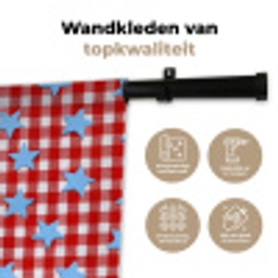 Ruit - Sterren - Rood Wandkleed katoen klein 269 -sfeer2