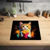 Kat - Eten - Patat - Graffiti - Abstract Inductie beschermer vinyl 3mm middel -sfeer5