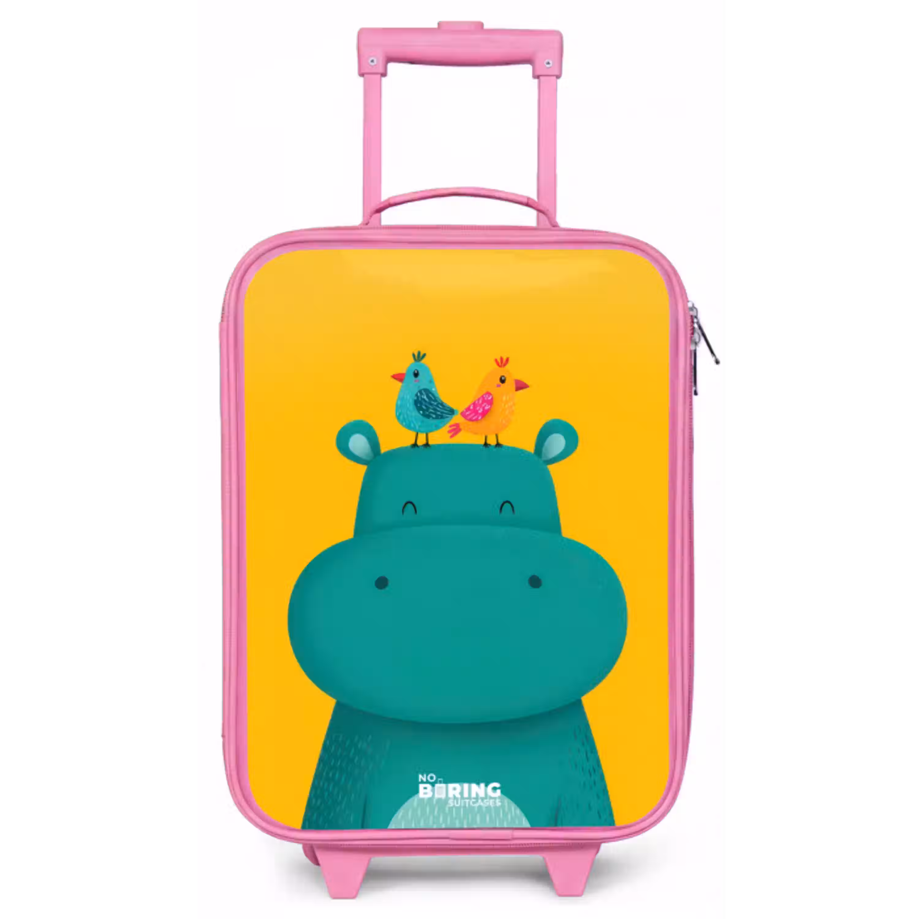 Nijlpaard - Vogels - Geel Kinderkoffer - Roze klein -zz3dotto
