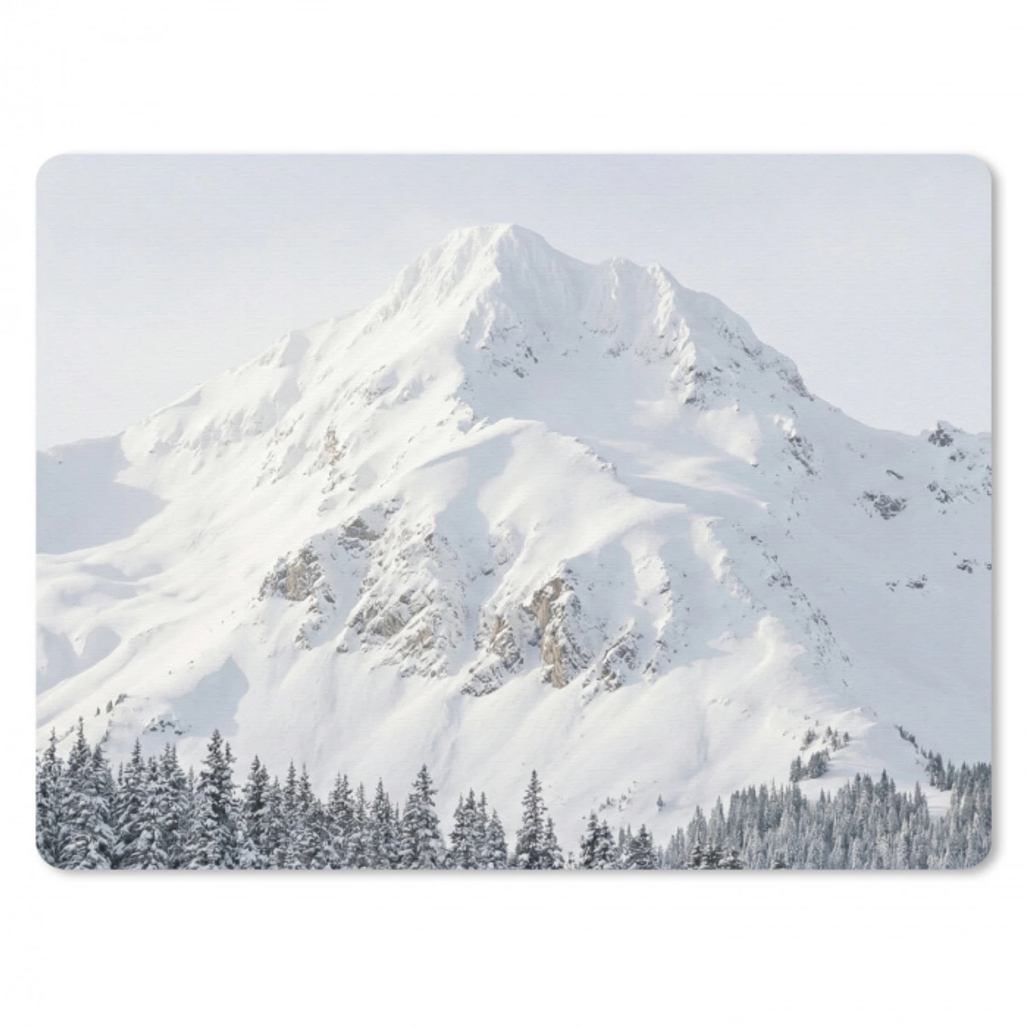 Berg - Sneeuw - Winter - Natuur - Wit muismat rubber klein -3d