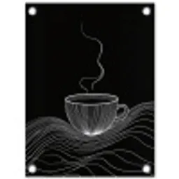 Lijntekening - Koffiekop - Zwart tuinposter los doek klein -3d