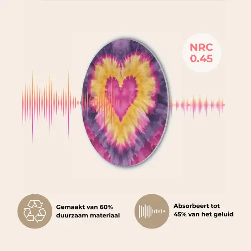 Tie dye - Hartvorm - Vlammen - Oranje Akoestische PET Vilt - Rond klein -USP_NL