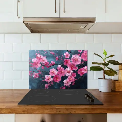 Bloem - Bloesems - Roze - Abstract keuken achterwand spatscherm klein -sfeer2
