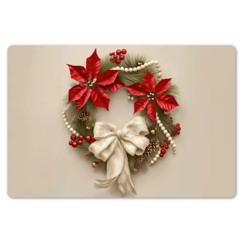 Deurkrans - Strik - Kerst - Rood - Groen Placemat vinyl groot -zzsfeer1_Kitchenyeah-website