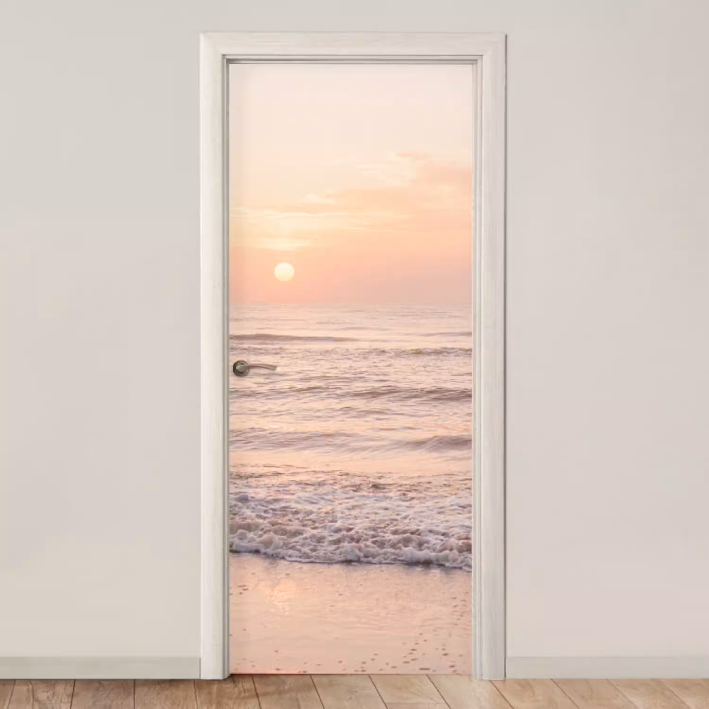 Zon - Strand - Roze deurposter klein -3d_beige