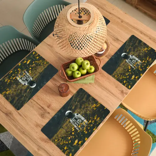 Astronaut - Bloemen - Veld - Geel Placemat vinyl groot -zzsfeer5_Kitchenyeah-website