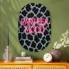 Panterprint - Zwart - Neonletters - Roze Wandcirkel Ovaal Glas middel -sfeer2