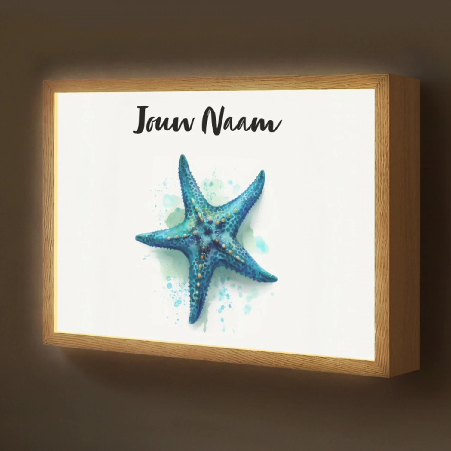 Zeester - Blauw - Spetters Light Box met batterij (Wandlamp kind) middel -z3d_website