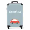 Rode auto blauwe achtergrond NBS - Handbagage koffer - Kinderen Unisex middel -productfoto_recht