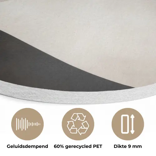 Golven - Abstract - Beige Akoestische PET Vilt - Rond klein -closeup_NL