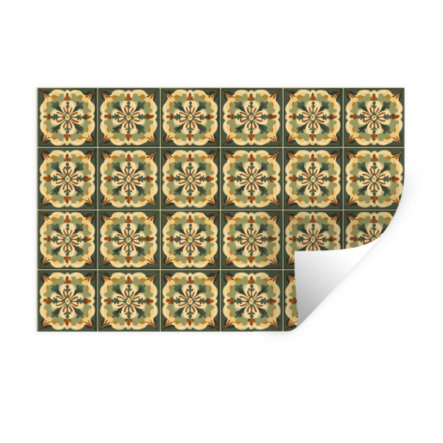 Ornament - Patroon - Groen Muursticker klein 286 -3d
